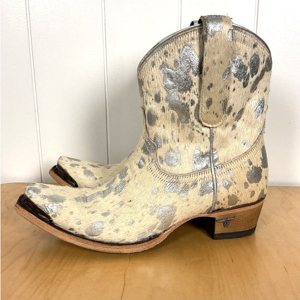 Lane Boots Women's Emma Jane‎ Silver Charo Hair On Metallic Cowboy Boots Size 8